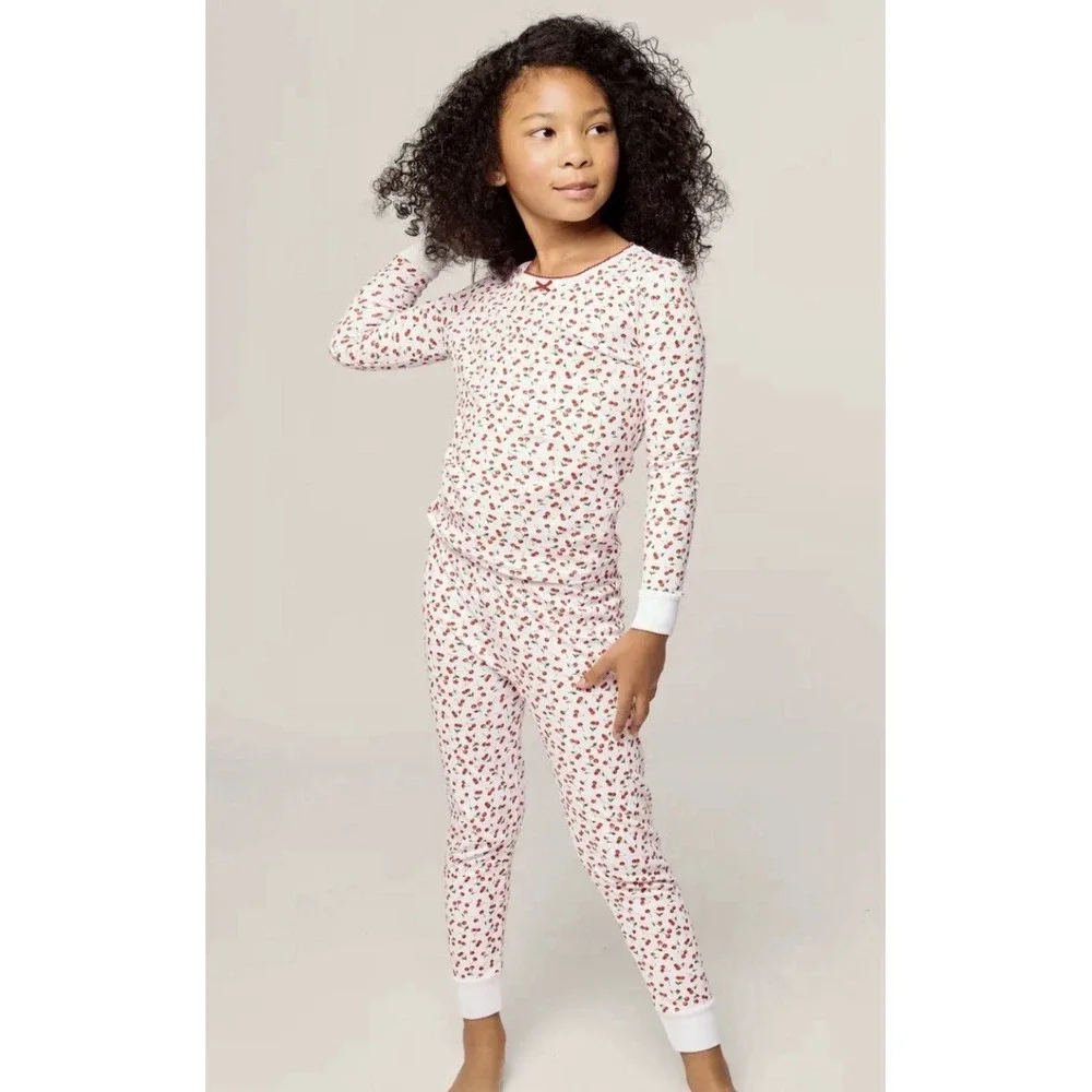 Petite Plume Snug Fit Cherry Pajama Set Size 12 EUC